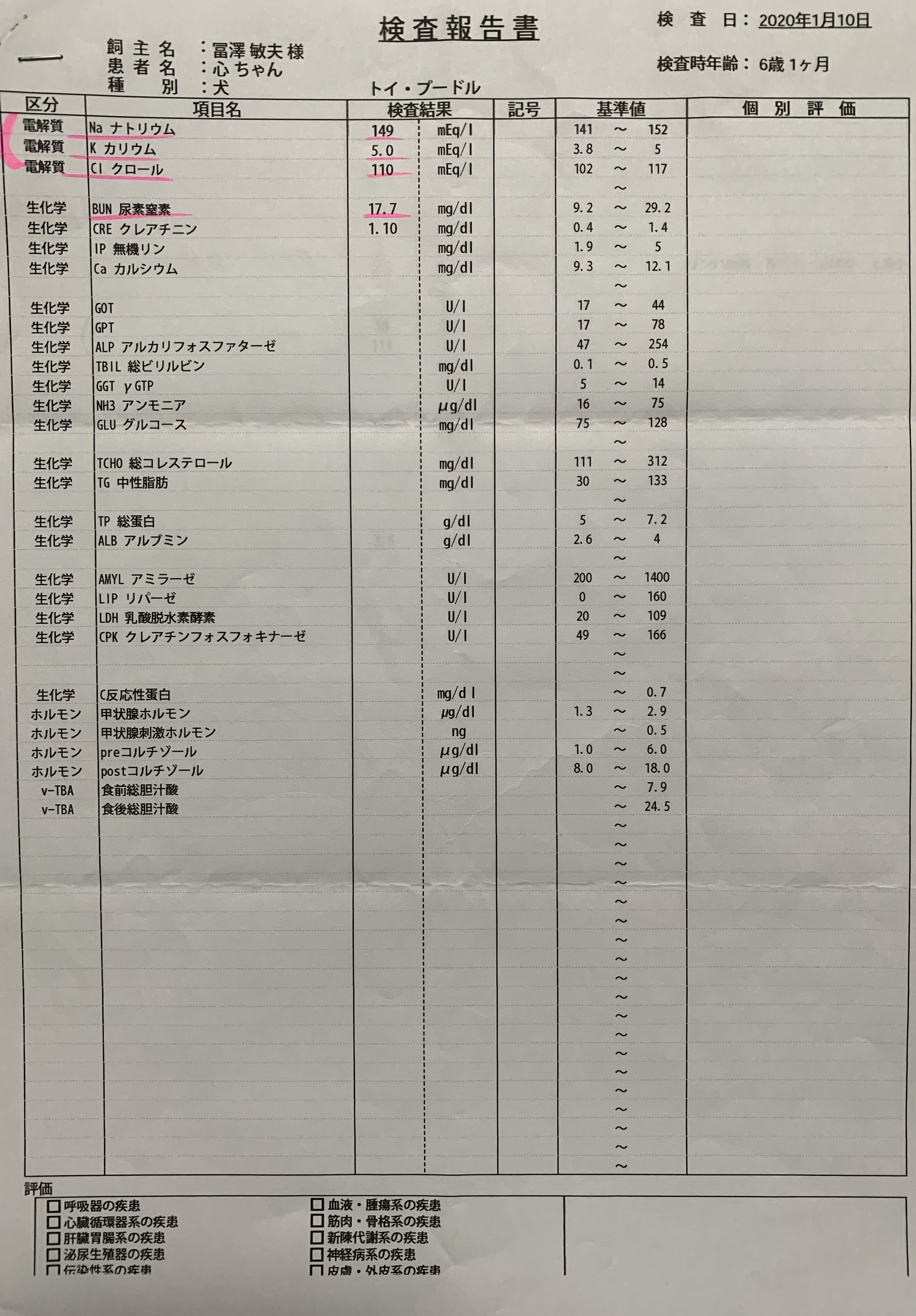 血液検査20200110