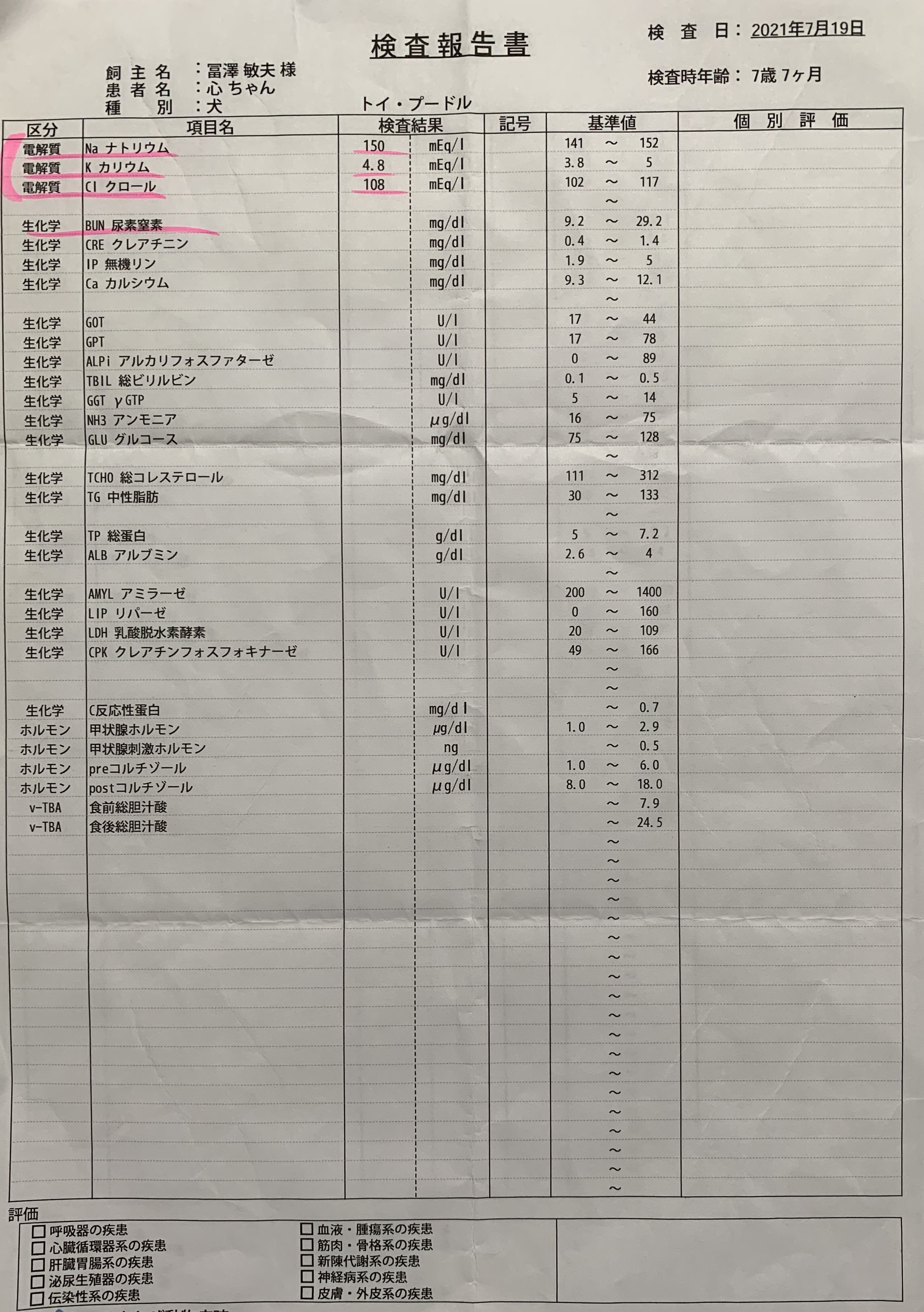 血液検査20210719