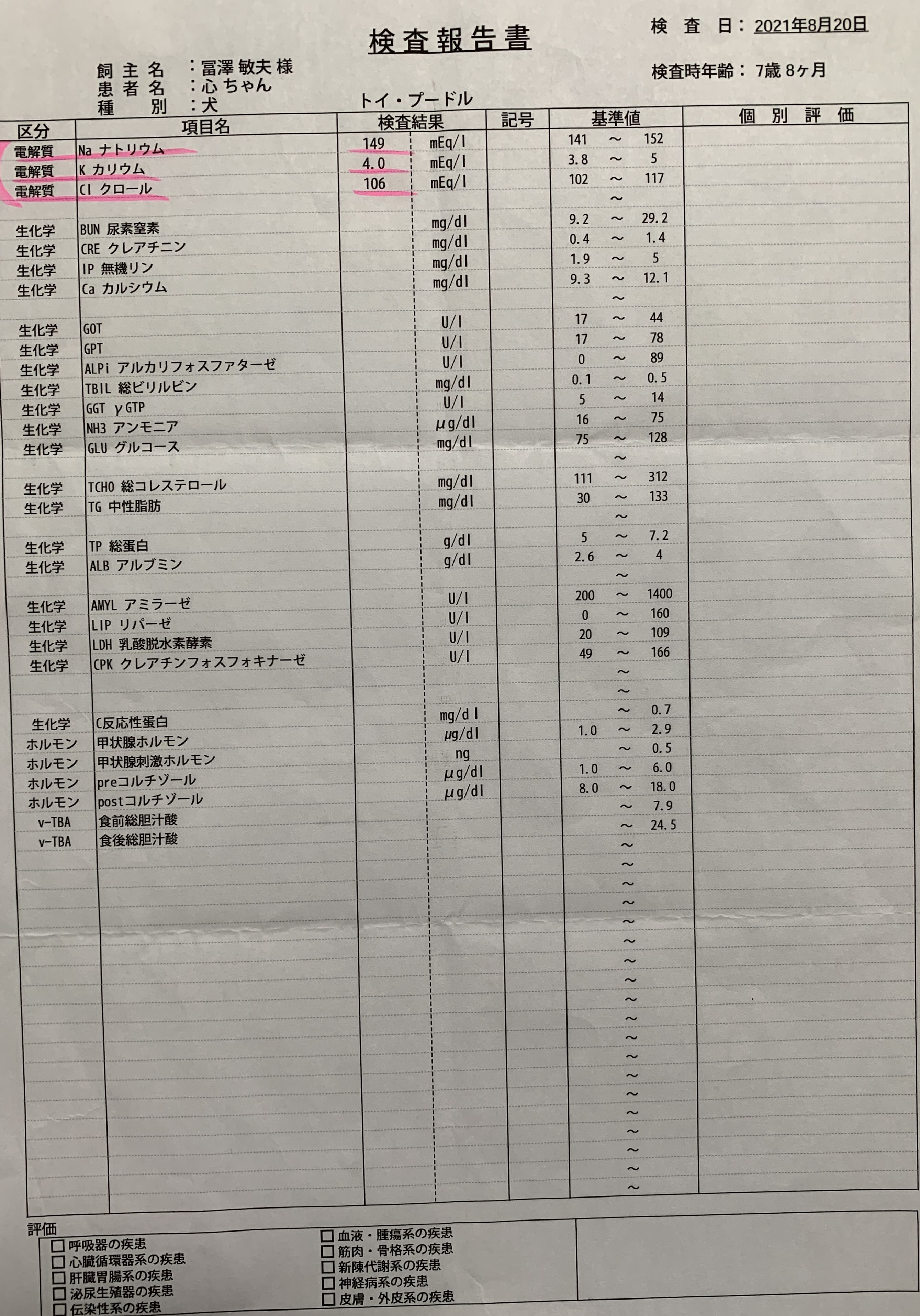 血液検査20210820